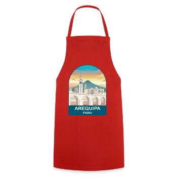 Arequipa Peru Volcano Vintage Travel Poster - Cooking Apron - red - Front - AI Model Male 185 dark (185cm)