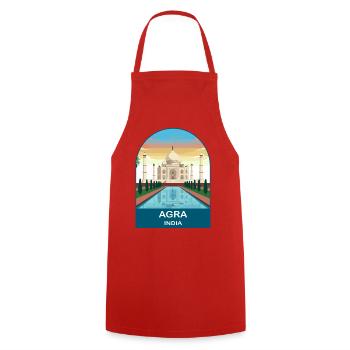 Agra India Taj Mahal Vintage Travel Poster Art - Cooking Apron - red - Front - AI Model Male 185 dark (185cm)