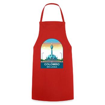 Colombo Sri Lanka Lotus Tower Modern Travel Art - Cooking Apron - red - Front - AI Model Male 185 dark (185cm)