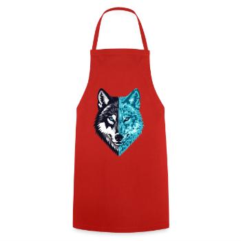 Pixel Wolf Cyber Spirit Streetwear - Tablier de cuisine - rouge - Devant - AI Model Male 185 dark (185cm)