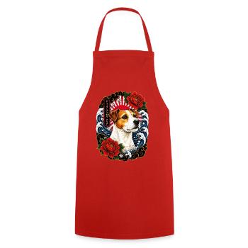 Jack Russell Terrier im Japan Tattoo Stil - Kochschürze - Rot - Vorne - AI Model Male 185 dark (185cm)