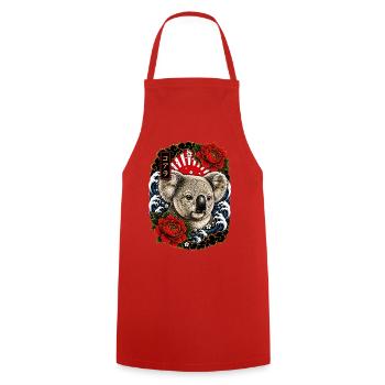 Koala im japanischen Irezumi Tattoo Stil - Kochschürze - Rot - Vorne - AI Model Male 185 dark (185cm)