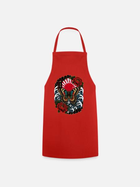 Schmetterling im japanischen Irezumi Stil - Kochschürze - Rot