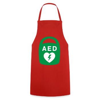 AED Heart Emergency Medical Icon - Cooking Apron - red - Front - AI Model Male 185 dark (185cm)