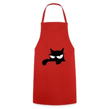 Black Cat 14 Katze - Kochschürze - Rot - Vorne - AI Model Male 185 dark (185cm)