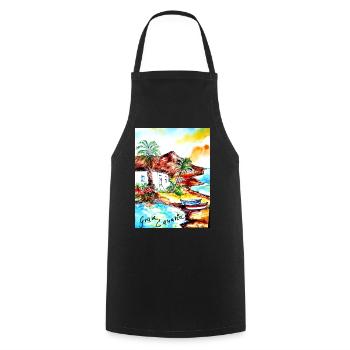 EG Vacances I Gran Canaria I Île I Idée cadeau - Tablier de cuisine - noir - Devant - AI Model Male 185 dark (185cm)
