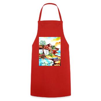 EG Urlaub I Gran Canaria I Insel I Geschenkidee - Kochschürze - Rot - Vorne - AI Model Male 185 dark (185cm)