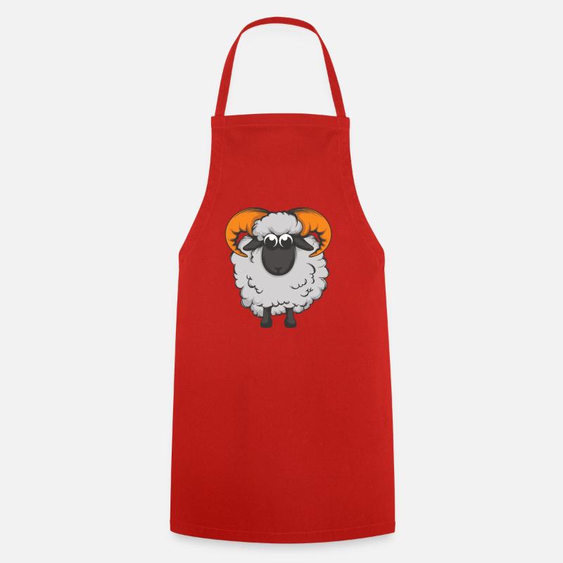 Cute sheep with horn antlers - Cooking Apron - red