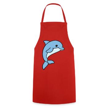 Delfin - Kochschürze - Rot - Vorne - AI Model Male 185 dark (185cm)