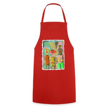 Illustration de trois amis « Dudes » - Tablier de cuisine - rouge - Devant - AI Model Male 185 dark (185cm)