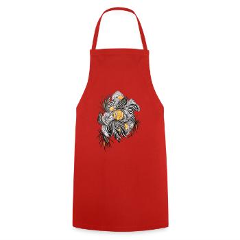 Noir Blossoms Accents d’orange - Tablier de cuisine - rouge - Devant - AI Model Male 185 dark (185cm)