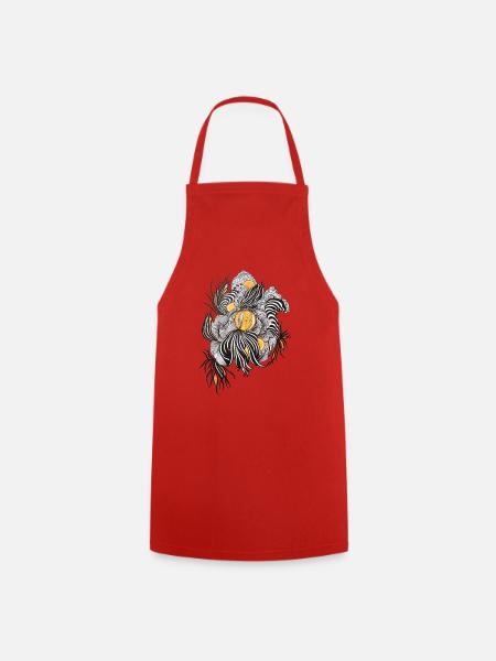 Noir Blossoms Accents d’orange - Tablier de cuisine - rouge