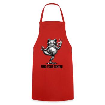 Finde deine Mitte – Yoga Frosch Illustration - Kochschürze - Rot - Vorne - AI Model Male 185 dark (185cm)