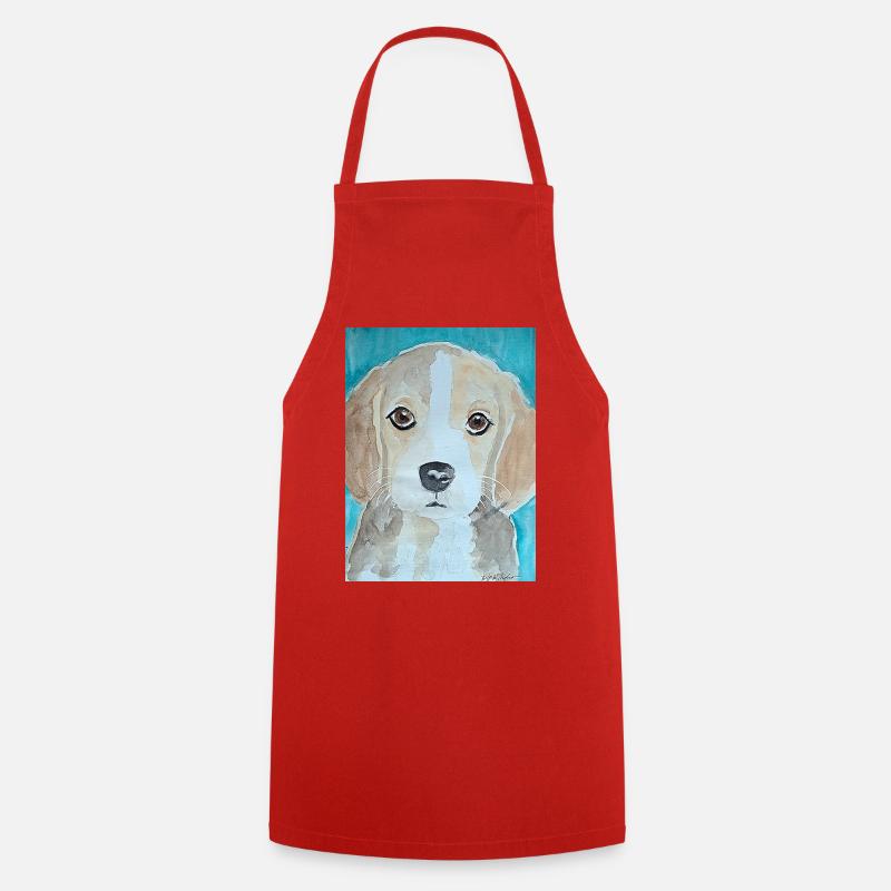Chiot Beagle, aquarelle - Tablier de cuisine - rouge