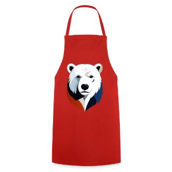 Geometrischer Polarbär Farbsplit - Kochschürze - Rot - Vorne - AI Model Male 185 dark (185cm)