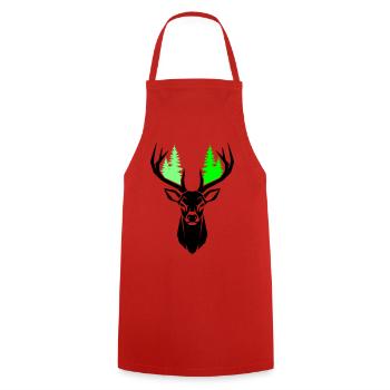 Sapins de tête de cerf Vert naturel - Tablier de cuisine - rouge - Devant - AI Model Male 185 dark (185cm)