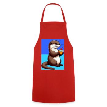 loutre - Tablier de cuisine - rouge - Devant - AI Model Male 185 dark (185cm)