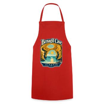 Benagil Cave Algarve Portugal Travel Souvenir - Cooking Apron - red - Front - AI Model Male 185 dark (185cm)