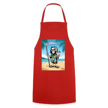 Faucheuse drôle en chemise hawaïenne - Tablier de cuisine - rouge - Devant - AI Model Male 185 dark (185cm)