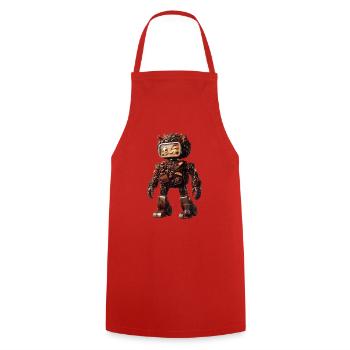 Chocolate Robot Candy Bot - Cooking Apron - red - Front - AI Model Male 185 dark (185cm)