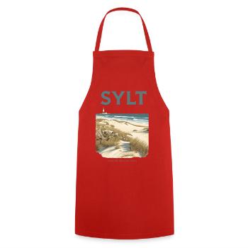 Sylt Premium | Vintage Beach Poster - Kochschürze - Rot - Vorne - AI Model Male 185 dark (185cm)
