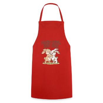 Make Love, Not War – Cute Bunny Hug - Cooking Apron - red - Front - AI Model Male 185 dark (185cm)