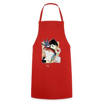 Nain de livre mignon au cœur de plume - Tablier de cuisine - rouge - Devant - AI Model Male 185 dark (185cm)