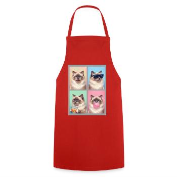 Cats Sacred Birman Cat - Cooking Apron - red - Front - AI Model Male 185 dark (185cm)