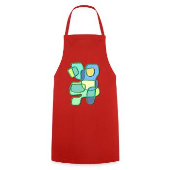 Patchwork Farbspiel Konturkunst - Kochschürze - Rot - Vorne - AI Model Male 185 dark (185cm)