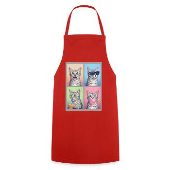 Cats Egyptian Mau Cat - Cooking Apron - red - Front - AI Model Male 185 dark (185cm)