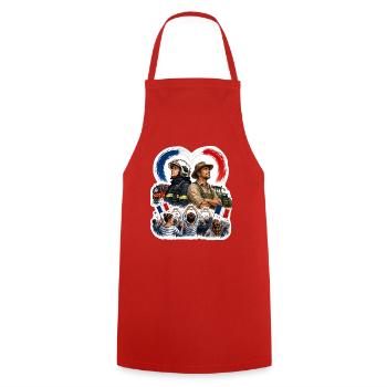 Patriotic Firefighter and Farmer Heroes - Cooking Apron - red - Front - AI Model Male 185 dark (185cm)