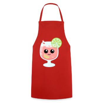 Rosa Sommergetränk mit Limette im Aperitif Glas - Kochschürze - Rot - Vorne - AI Model Male 185 dark (185cm)