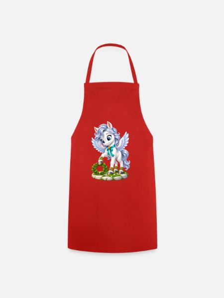 Flügelpony Blumenkranz - Kochschürze - Rot