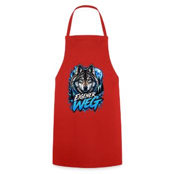 Neon-Wolf Mondnachtwald - Kochschürze - Rot - Vorne - AI Model Male 185 dark (185cm)