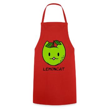 Chat dôle mignon LEMONCAT - Tablier de cuisine - rouge - Devant - AI Model Male 185 dark (185cm)