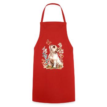French Bulldog Butterfly - Cooking Apron - red - Front - AI Model Male 185 dark (185cm)