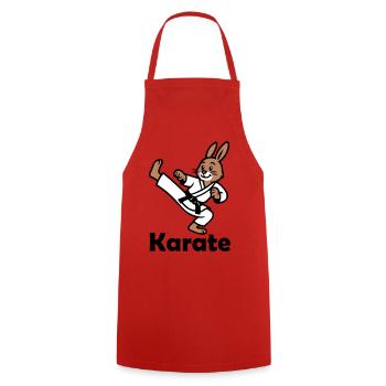 Karate Hase - Kochschürze - Rot - Vorne - AI Model Male 185 dark (185cm)