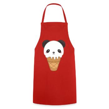 Cute Panda Kawaii Food Lover - Cooking Apron - red - Front - AI Model Male 185 dark (185cm)