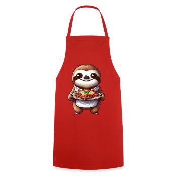 Lasagne mignonne paresseux dessin animé Cuisine italienne - Tablier de cuisine - rouge - Devant - AI Model Male 185 dark (185cm)