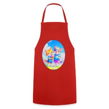 Kätzchen, Hündchen & Eiscreme (Oval) - Cooking Apron - red - Front - AI Model Male 185 dark (185cm)