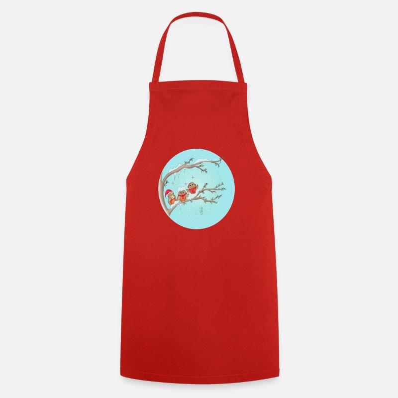 Christmas Birds - Cooking Apron - red