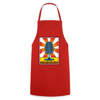 Vintage-Buntglas-Mikrofon - Kochschürze - Rot - Vorne - AI Model Male 185 dark (185cm)