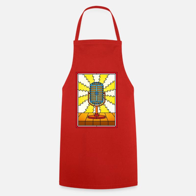 Retro Microphone Lightning Burst - Cooking Apron - red