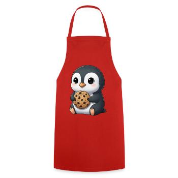 Cute Penguins Cookies Cartoon Cookie Candy - Cooking Apron - red - Front - AI Model Male 185 dark (185cm)