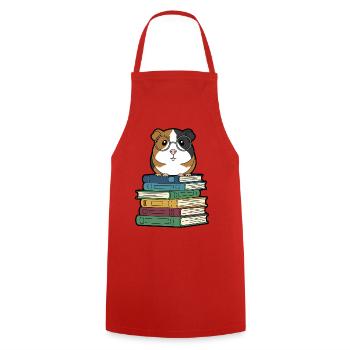 Nerd des livres cochons d’Inde, - Tablier de cuisine - rouge - Devant - AI Model Male 185 dark (185cm)
