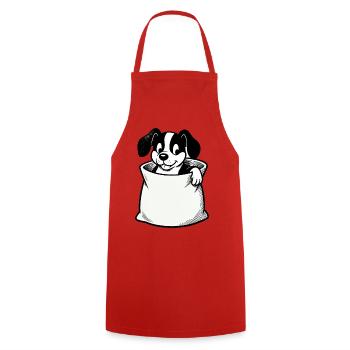 Dessin animé Chien dans le sac - Tablier de cuisine - rouge - Devant - AI Model Male 185 dark (185cm)