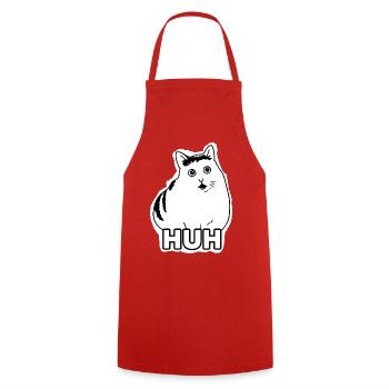 HUH Cat Meme Shirt | Funny Minimalist TikTok - Cooking Apron - red - Front - AI Model Male 185 dark (185cm)