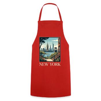 New York Skyline Terrace Poster - Cooking Apron - red - Front - AI Model Male 185 dark (185cm)