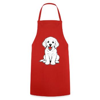 Golden_Retriever_Welpen_sitzend_weiss - Cooking Apron - red - Front - AI Model Male 185 dark (185cm)