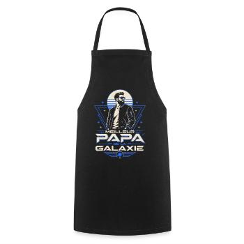 Meilleur Papa de la Galaxie Retro Futuriste - Tablier de cuisine - noir - Devant - AI Model Male 185 dark (185cm)